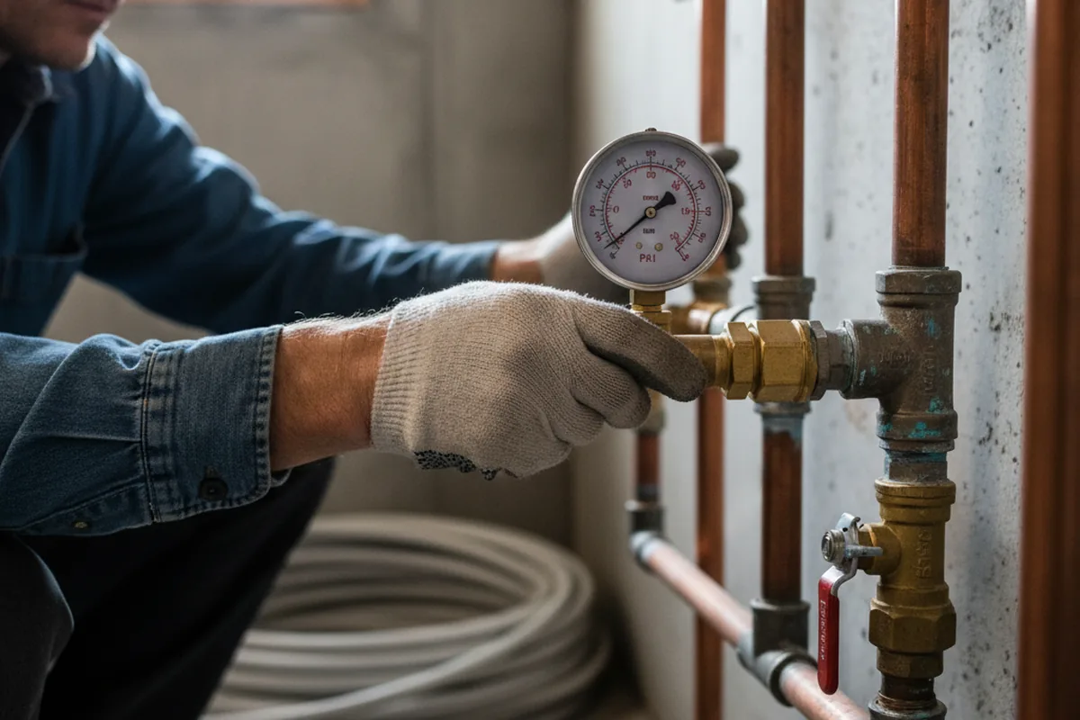Pressure testing a repaired line during Water Line Repair in Alexandria